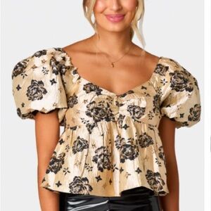 Buddy Love Peplum Short Sleeve Top - Pearl - New With Tags (NWT) - Size Medium